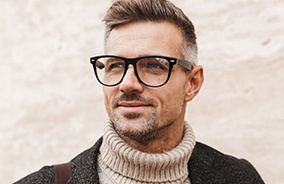Man wearing oversized glasses