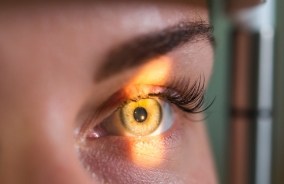 Patient receiving glaucoma test