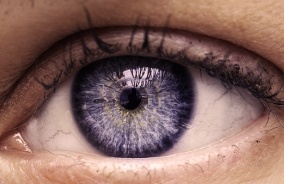 Closeup of eye during peripheral vision test