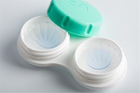 Two contact lenses in Belmont, MA in their storage case