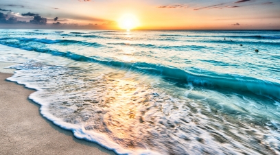 The beach at sunset