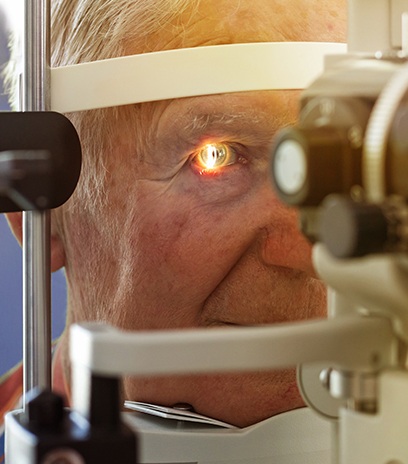 Man receiving intense pulsed light treatment for dry eyes