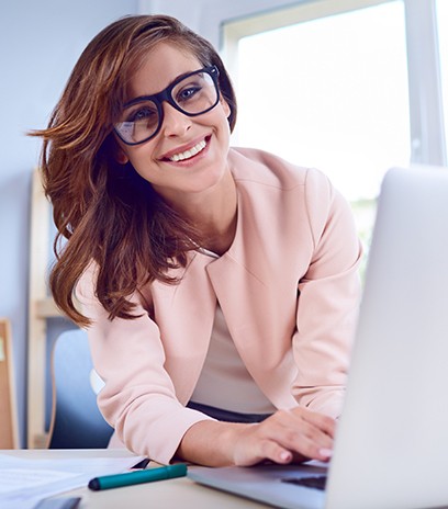 Woman with myopia wearing glasses