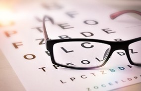 Eye chart with eyeglasses in Belmont, MA