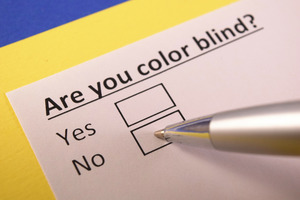 Paper that says “Are you color blind?” with yes and no checkboxes